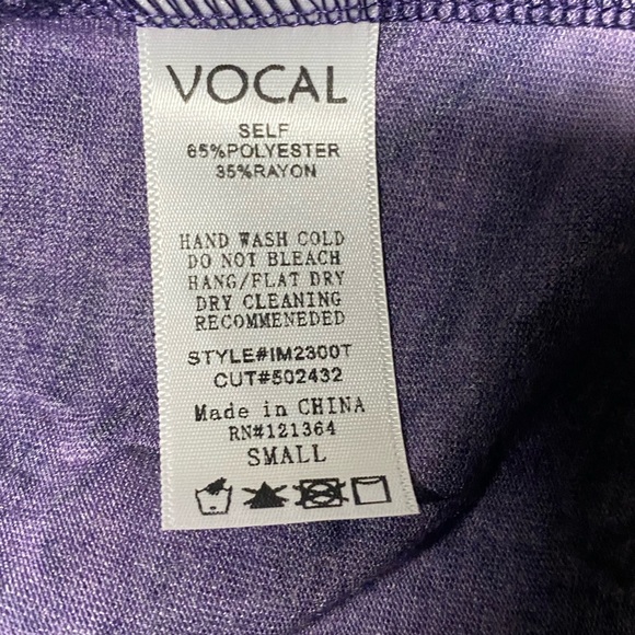 Size S Vocal Sleeveless Embellished Neck Purple Soft Tye Dyed Women's Tank Top - Picture 6 of 6